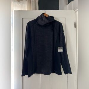 Eddie Bauer Women’s NWT Crossover Funnel Neck Black Athletic Top Size Large